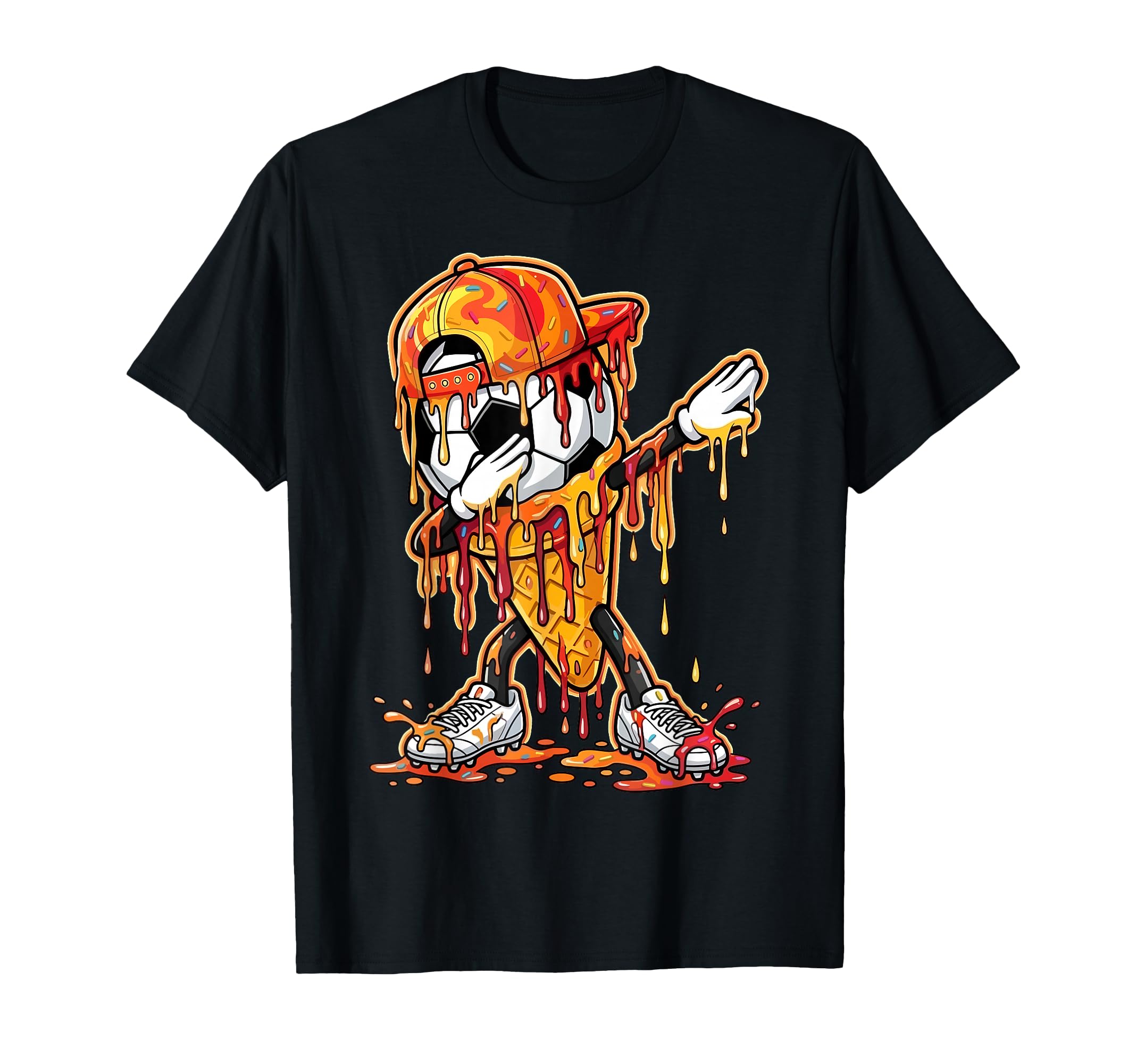 Drip Soccer Ball Dabbing Lifestyle Ice T-Shirt - Graphic Print for Adults