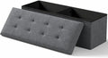 Storage Ottoman Bench, Folding Ottoman Foot Rest, 15 x 43 x 15 Inches, End of Bed Bench, Storage Chest, for Living Room, Bedroom, Hallway, Entryway, Holds up to 700 lb,Dark Gray