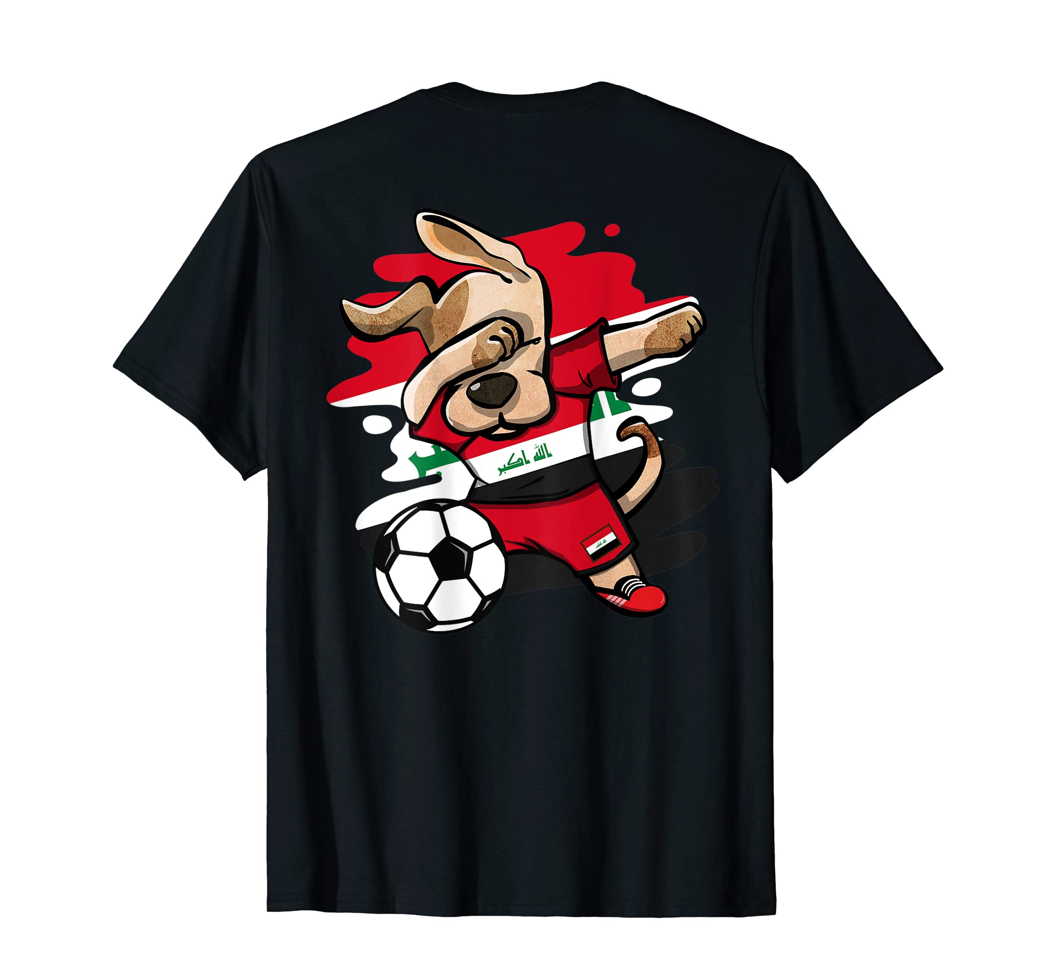 Dabbing Dog Iraq Soccer Fans Jersey T-Shirt - Minimalist Print Unisex