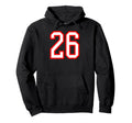 26 White Red Sport Team Number Hoodie - Novelty Apparel for Adults