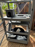 Ferret Cage Rat Cage Indoor Outdoor, Large Guinea Pig Cages with 4 Levels, Wooden Chinchilla Cage with Wheels for Hamster, Chameleon, Gerbils and Other Small Animals Anti-Chewing