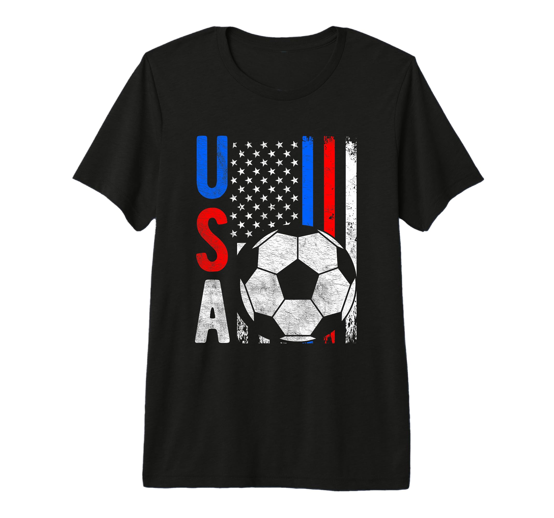 Usa Flag Soccer Tournament Tri Blend T-Shirt - Novelty Apparel for Adults