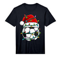 Soccer Santa Hat Lights Santa Sports T-Shirt - Unique Graphic for Adults