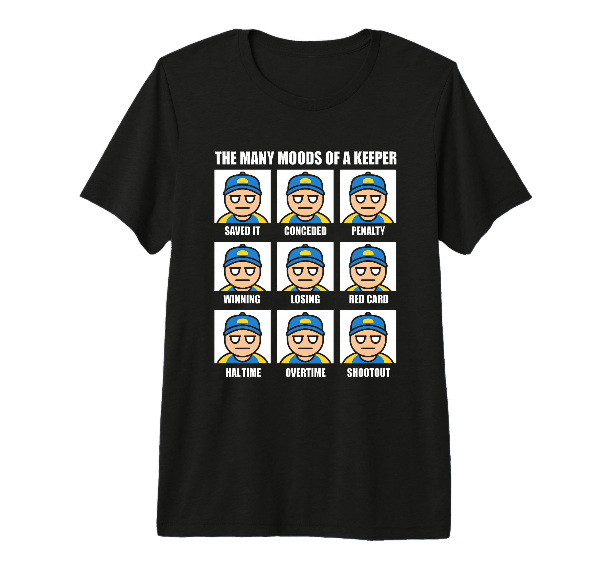 Many Moods Goalkeeper Soccer Football T-Shirt - Trendy Graphic for Adults
