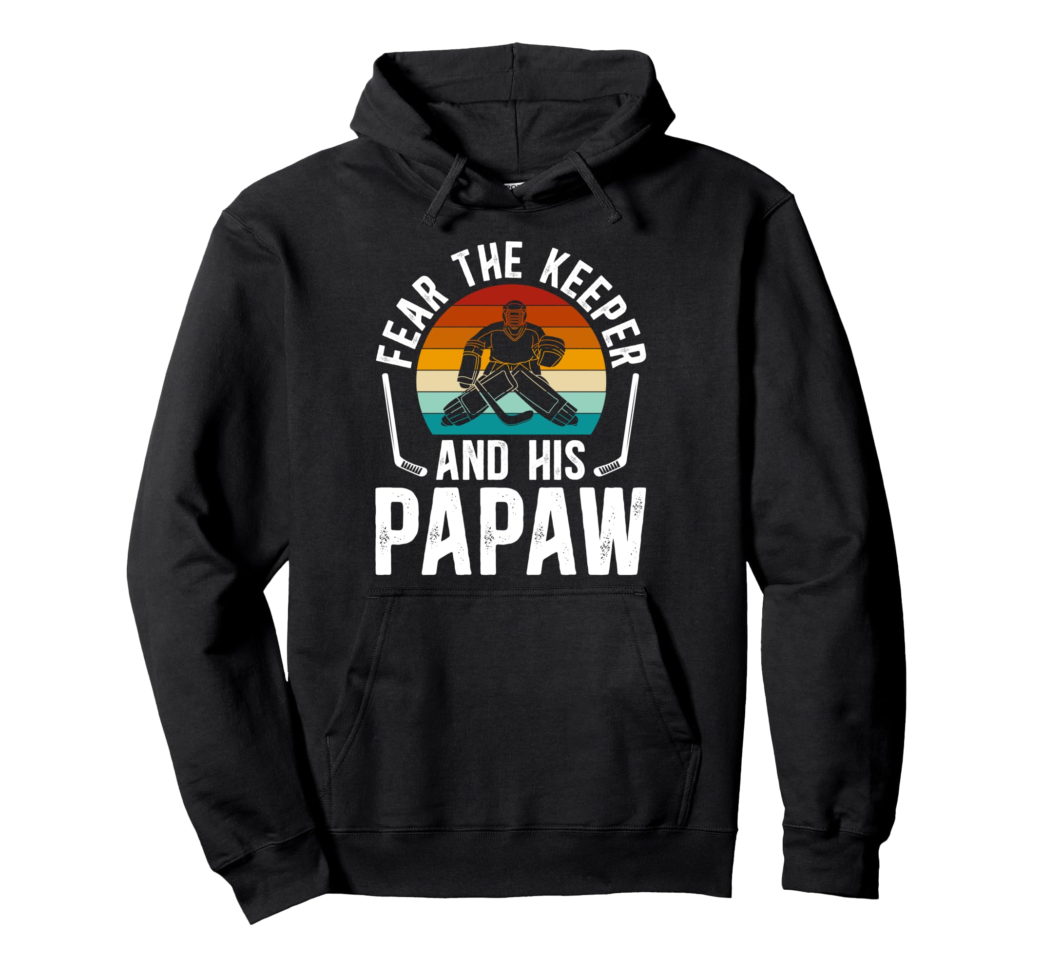 Fear Hockey Keeper Papaw Ice Hockey Hoodie - Minimalist Print for Adults