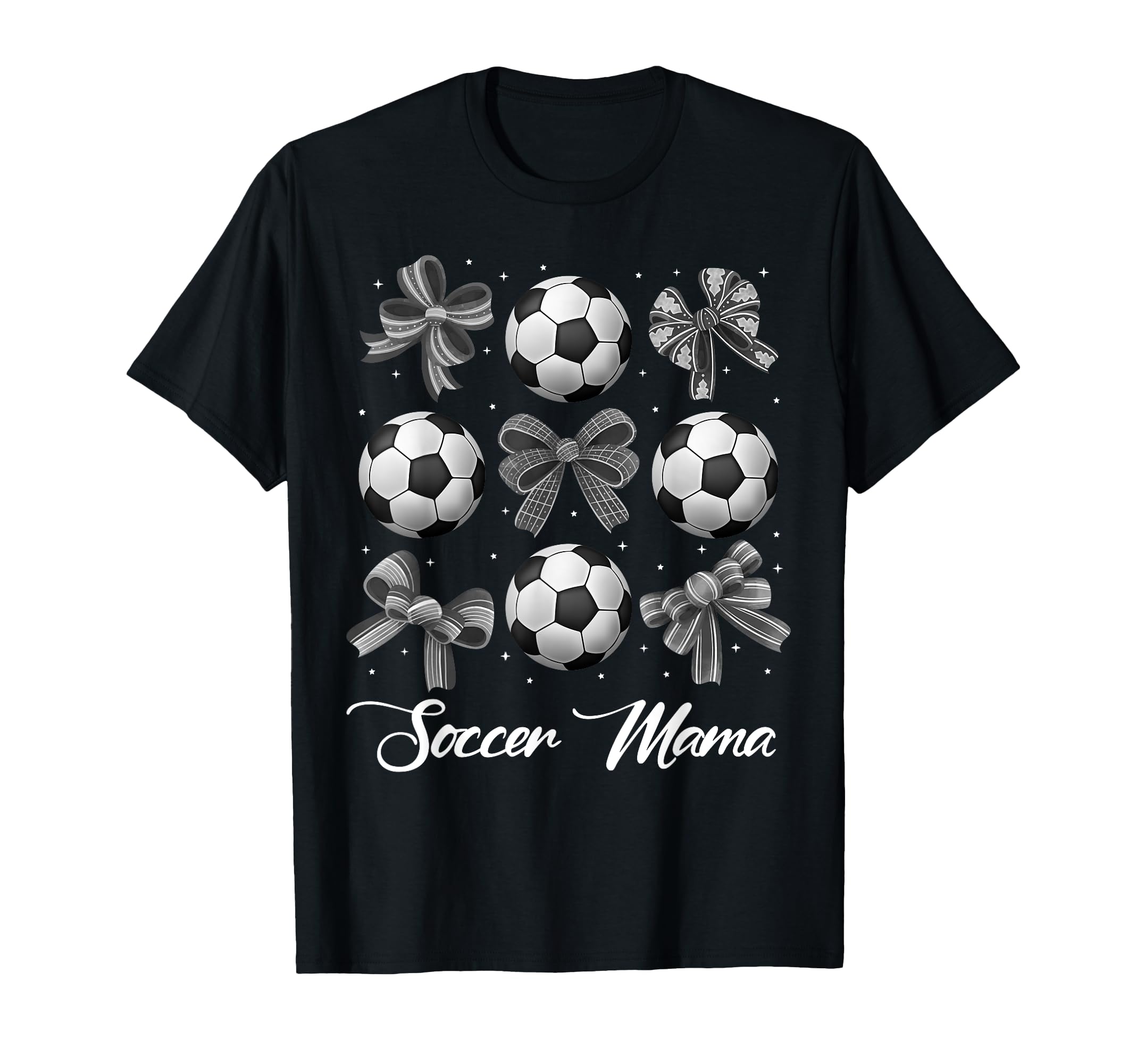 Soccer Mama Football Bow Decor Stars T-Shirt - Custom Art Print Men Women