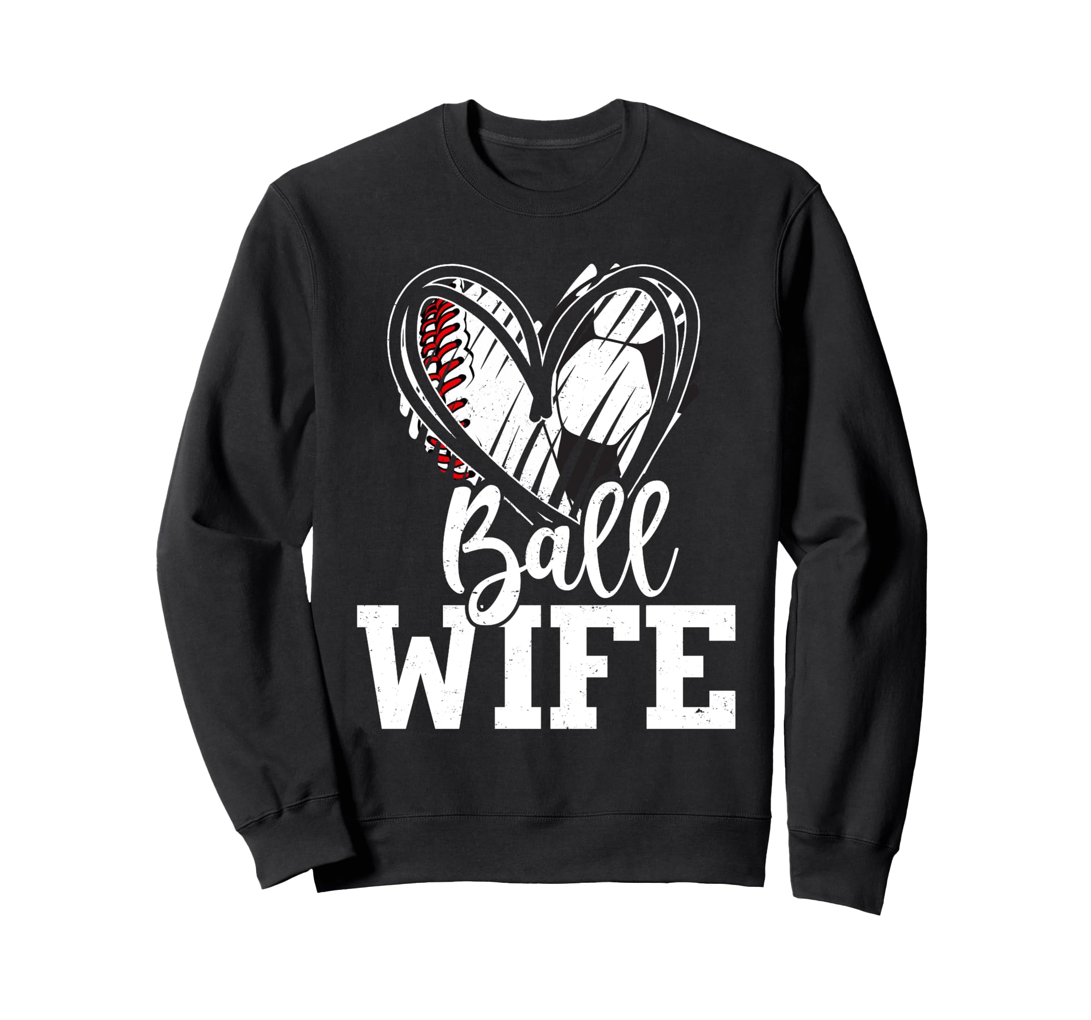 Ball Wife Heart Baseball Soccer Ball T-Shirt - Streetwear Style for Adults