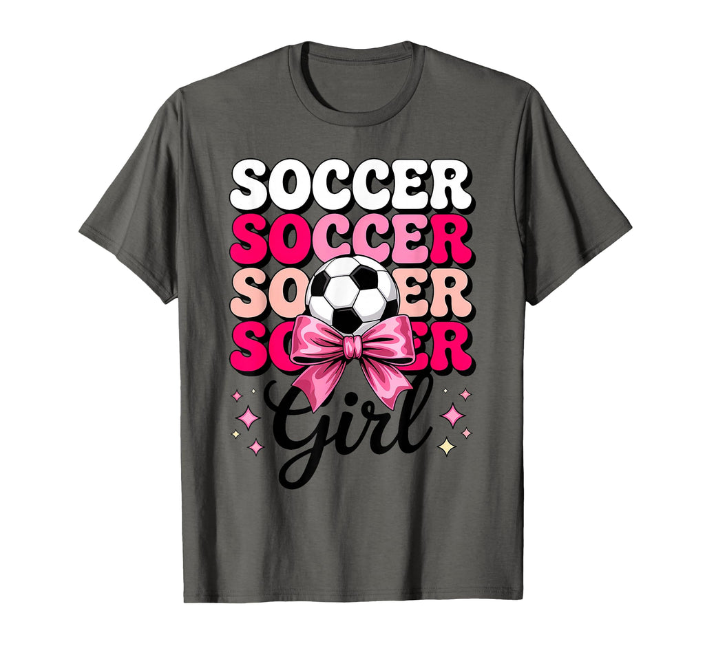 Groovy Soccer Player Coquette Bow T-Shirt - Fun Novelty Design Men Women