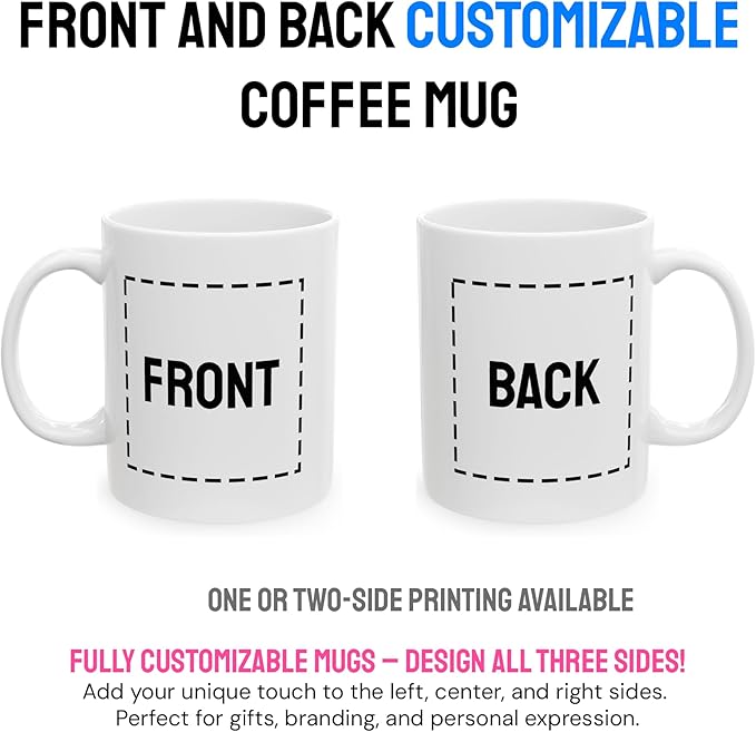 Personalized Coffee Mug – Custom Photo, Text, or Logo Ceramic Mug Tea Cup | Taza Personalizada with Picture or Message | Customized Gift Idea for Men & Women, Mom, Dad, Friends - White/Blue | 11oz