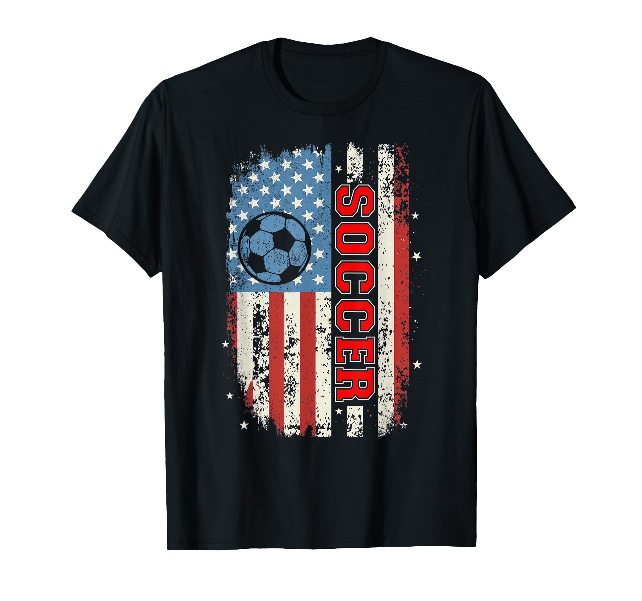Soccer Stars Stripes Distressed T-Shirt - Aesthetic Graphic for Adults