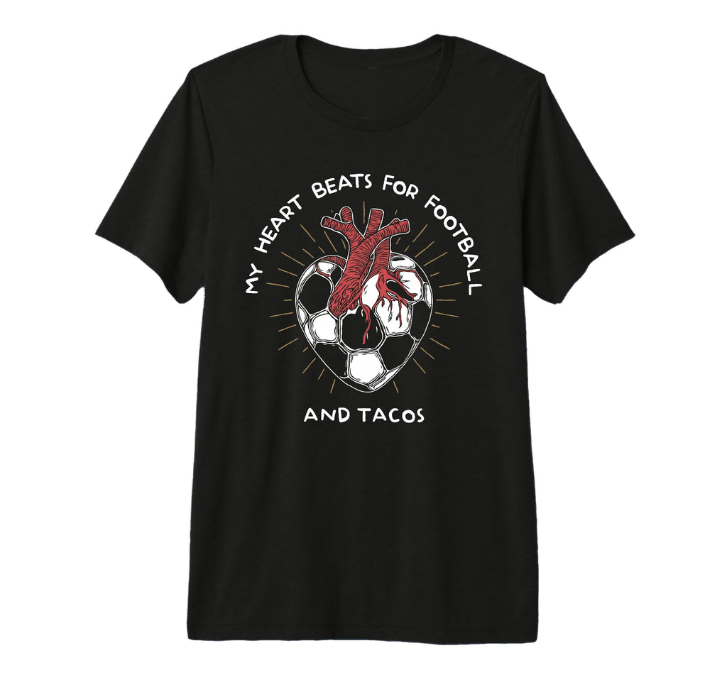 My Heart Beats Football And Tacos T-Shirt - Minimalist Print Men Women