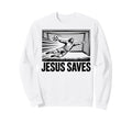 Soccer Goalie Goalkeeper Jesus Saves Sweatshirt - Graphic Print Unisex