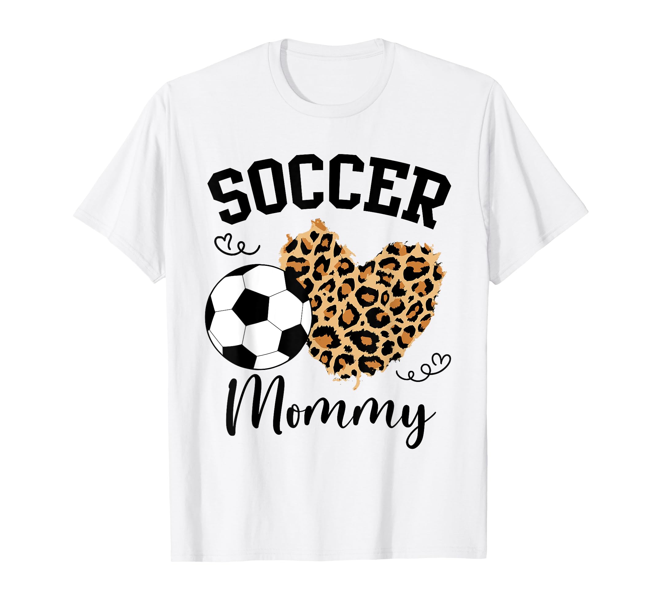 Soccer Mommy Heart Leopard Mommy Family T-Shirt - Unique Graphic Men Women