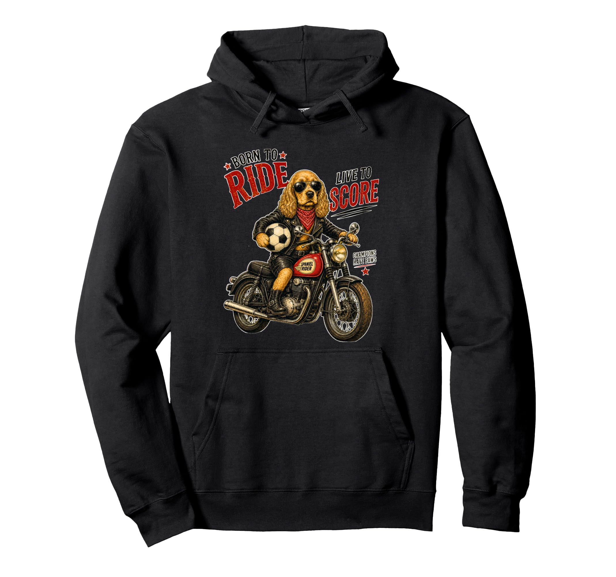 Cocker Spaniel Motorbike Love Footbal Hoodie - Graphic Print Men Women