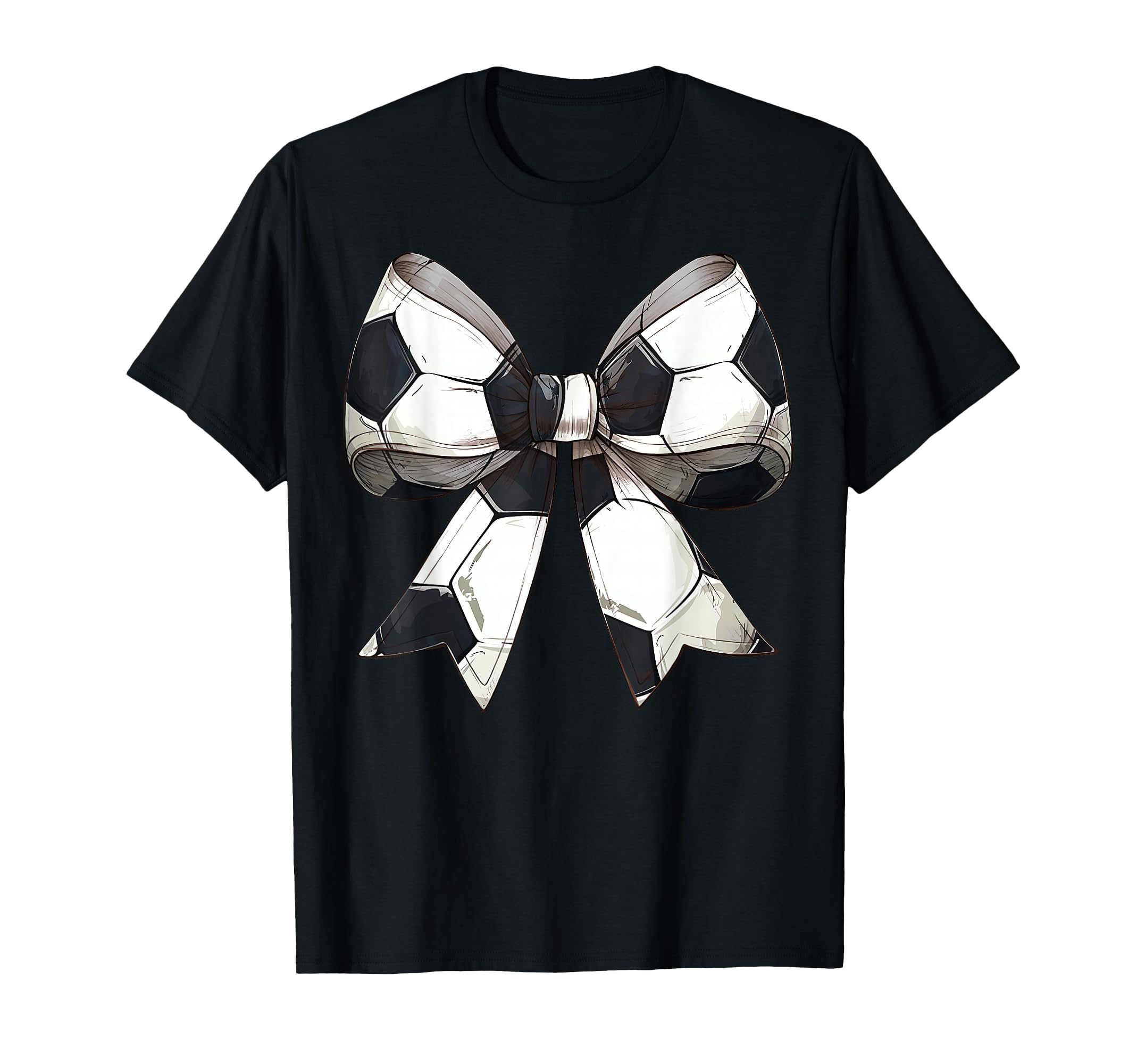 Coquette Bow Soccer Ball Pattern T-Shirt - Trendy Graphic for Adults