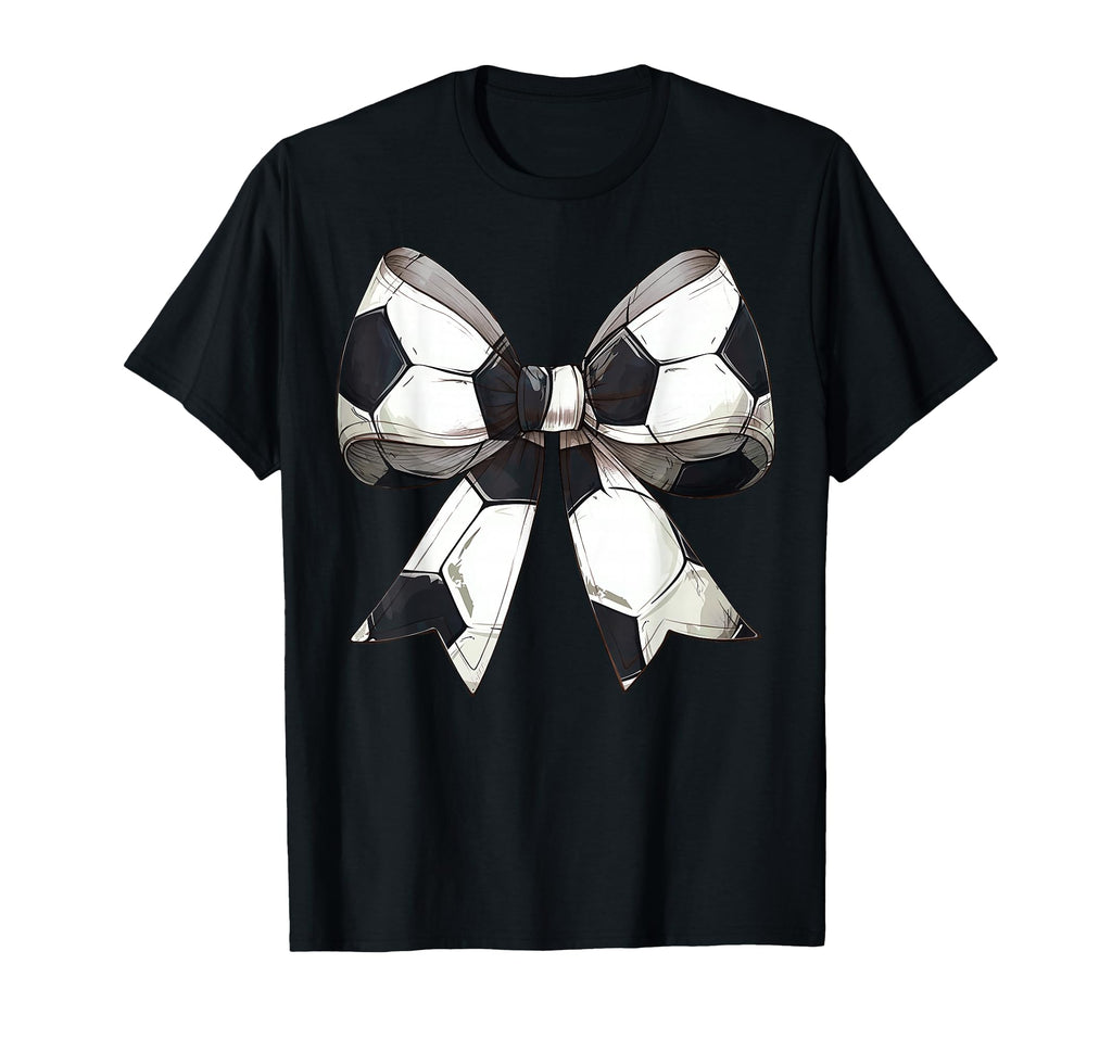 Coquette Bow Soccer Ball Pattern T-Shirt - Novelty Apparel for Adults