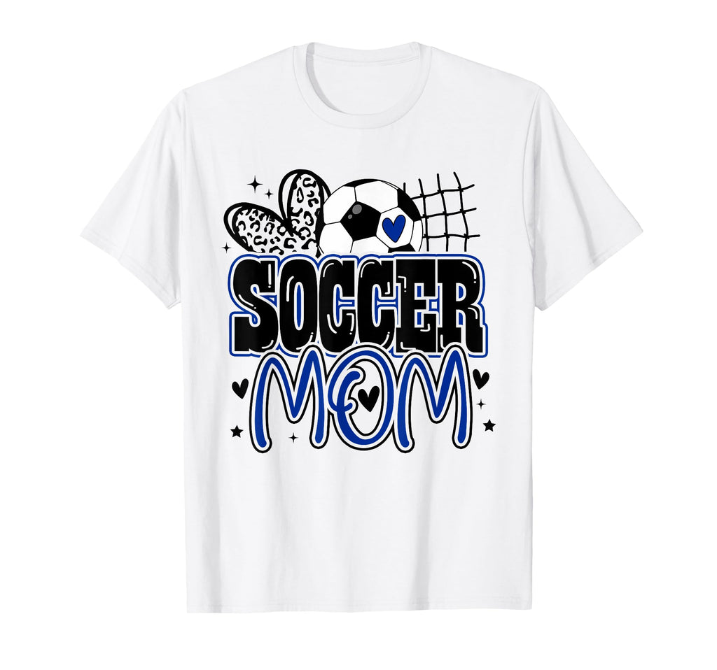 Blue Soccer Heartleopard Soccer Mom T-Shirt - Custom Art Print Men Women