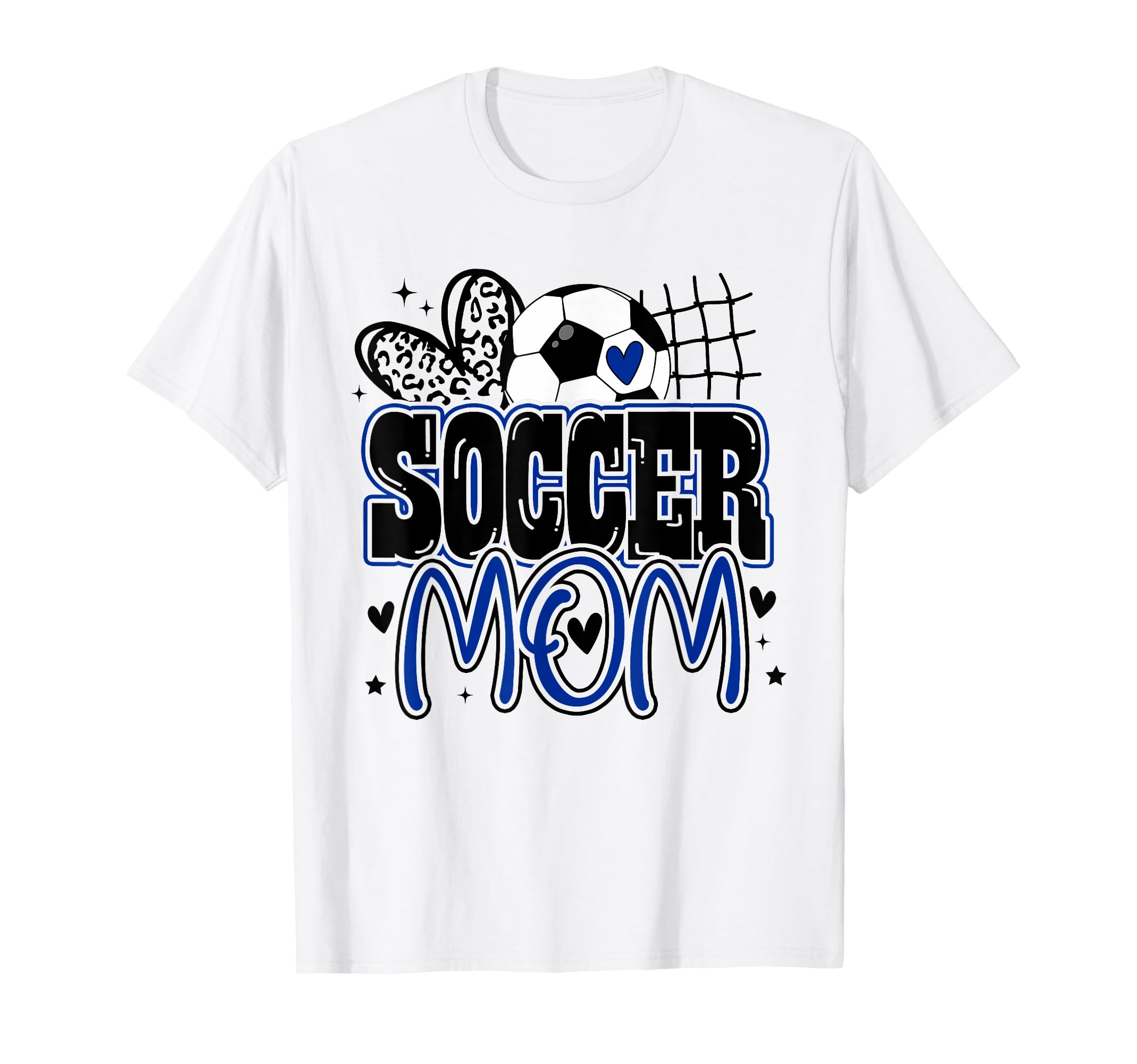 Blue Soccer Heartleopard Soccer Mom T-Shirt - Custom Art Print Men Women