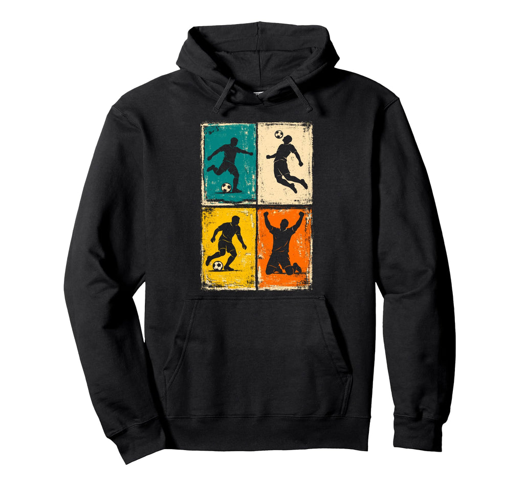 Distressed Soccer Player Silhouettes Hoodie - Aesthetic Graphic Unisex