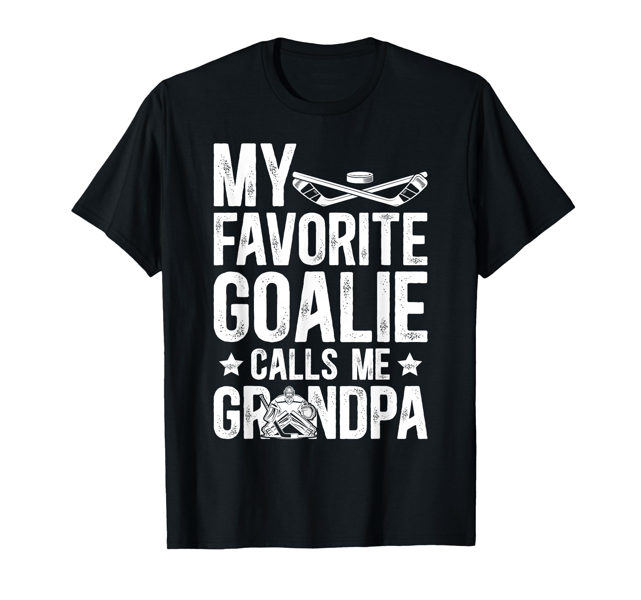 Proud Ice Hockey Goalie Grandpa Hockey T-Shirt - Graphic Print for Adults