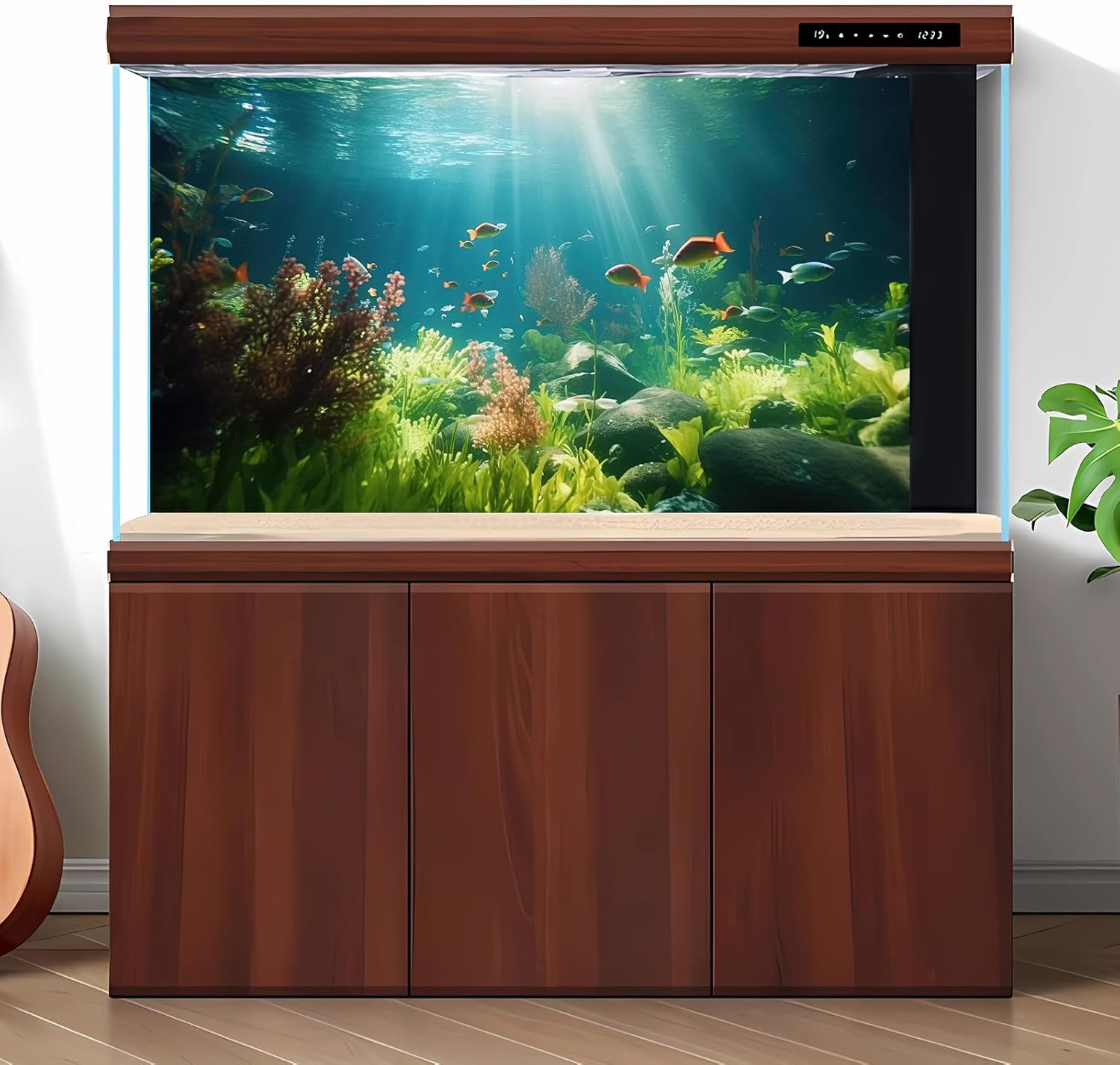 Fish Tank Background Underwater Aquarium Background Under The Sea Aquatic Plants Fish Tank Backgrounds Ocean Floor Rock Terrarium Wallpaper Tropical Fish Aquarium Reptile Tank Backgrounds 24x12in
