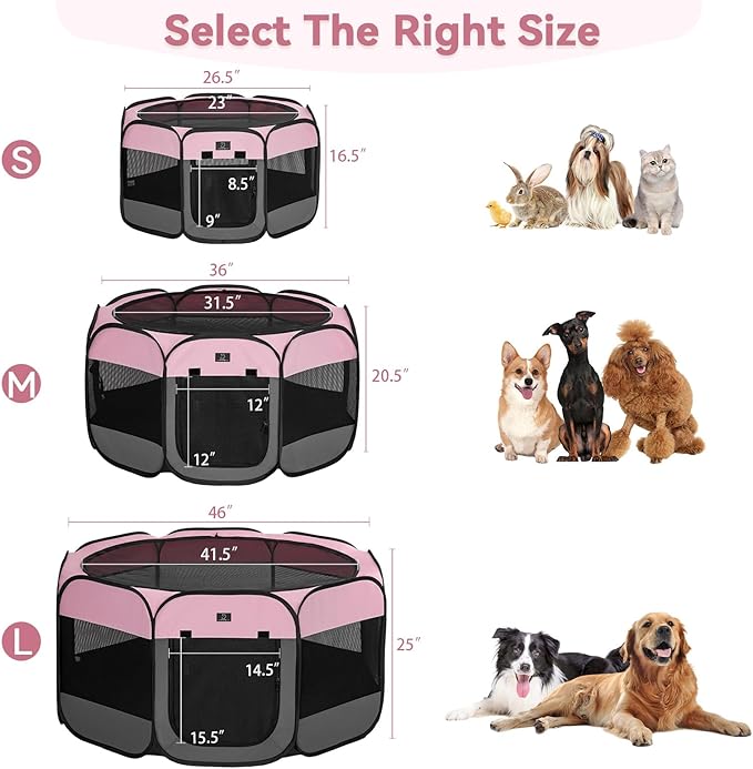 A4Pet Playpen for Dogs Indoor, 49” Dog Playpen Indoor with Bowl, Suitable for Puppies, Kittens, and Small Animals, Removable Zipper & Mesh Panel(19”W × 12”H)