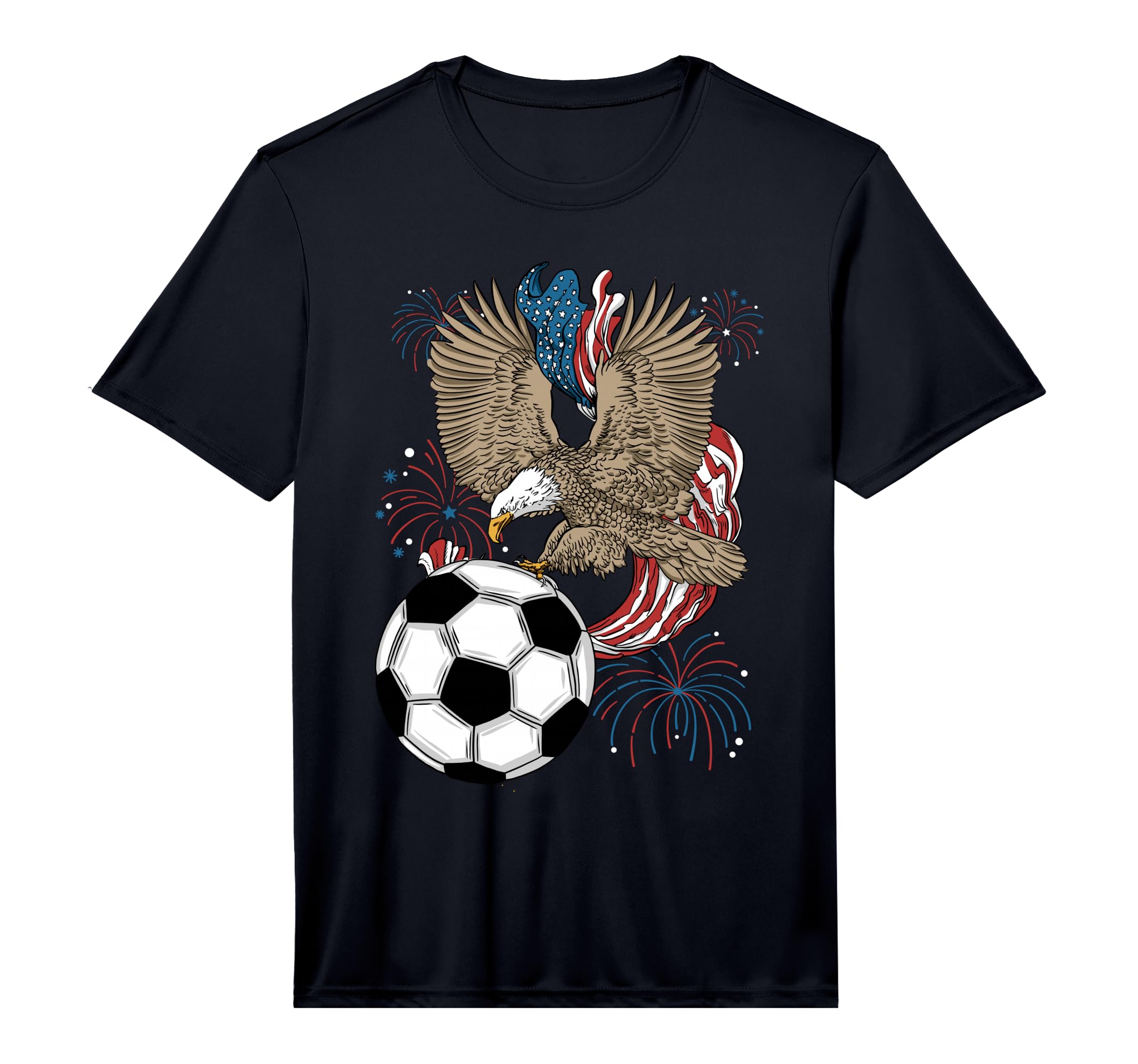 Soccer 4Th July Eagle Usa Flag T-Shirt - Casual Everyday Wear Unisex