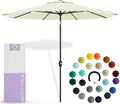 Midtown Umbrellas Sunbrella Umbrella 9 Feet Outdoor Umbrella With Canvas Natural Acrylic Fabric - Auto-Tilt Aluminum Frame Patio Umbrella For Backyard, Deck, Garden, Pool - Black Pole
