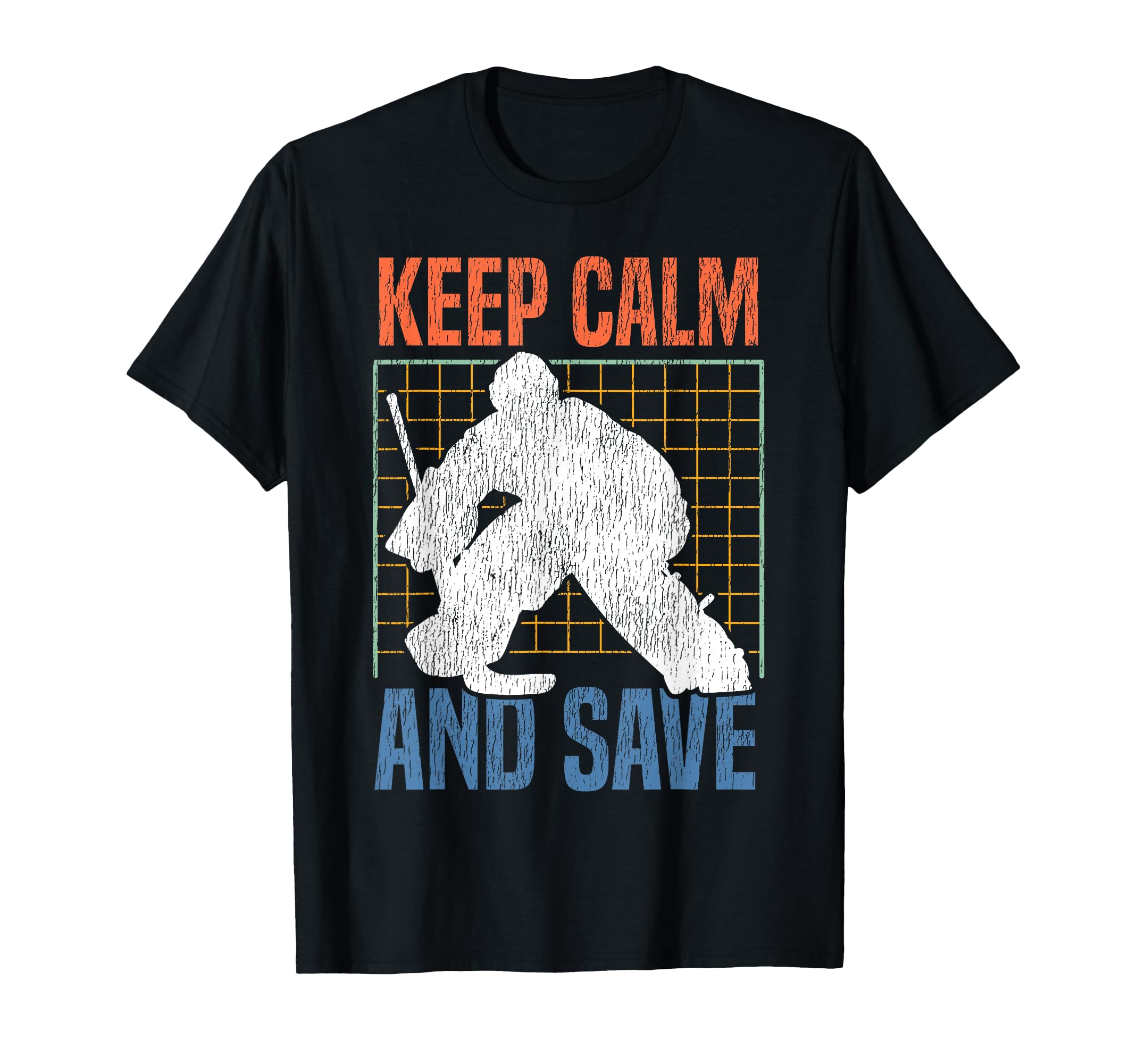 Ice Hockey Goalie Goalkeeper Keep Calm T-Shirt - Custom Art Print Unisex