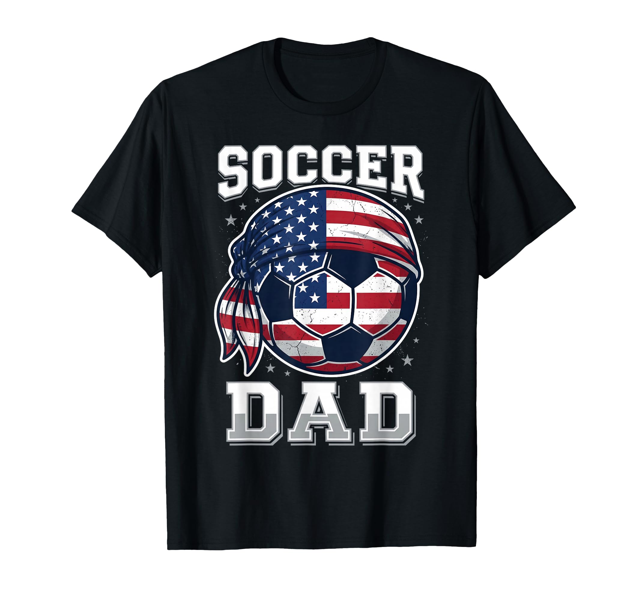 Soccer Dad American Flag Bandana Ball T-Shirt - Graphic Print for Adults