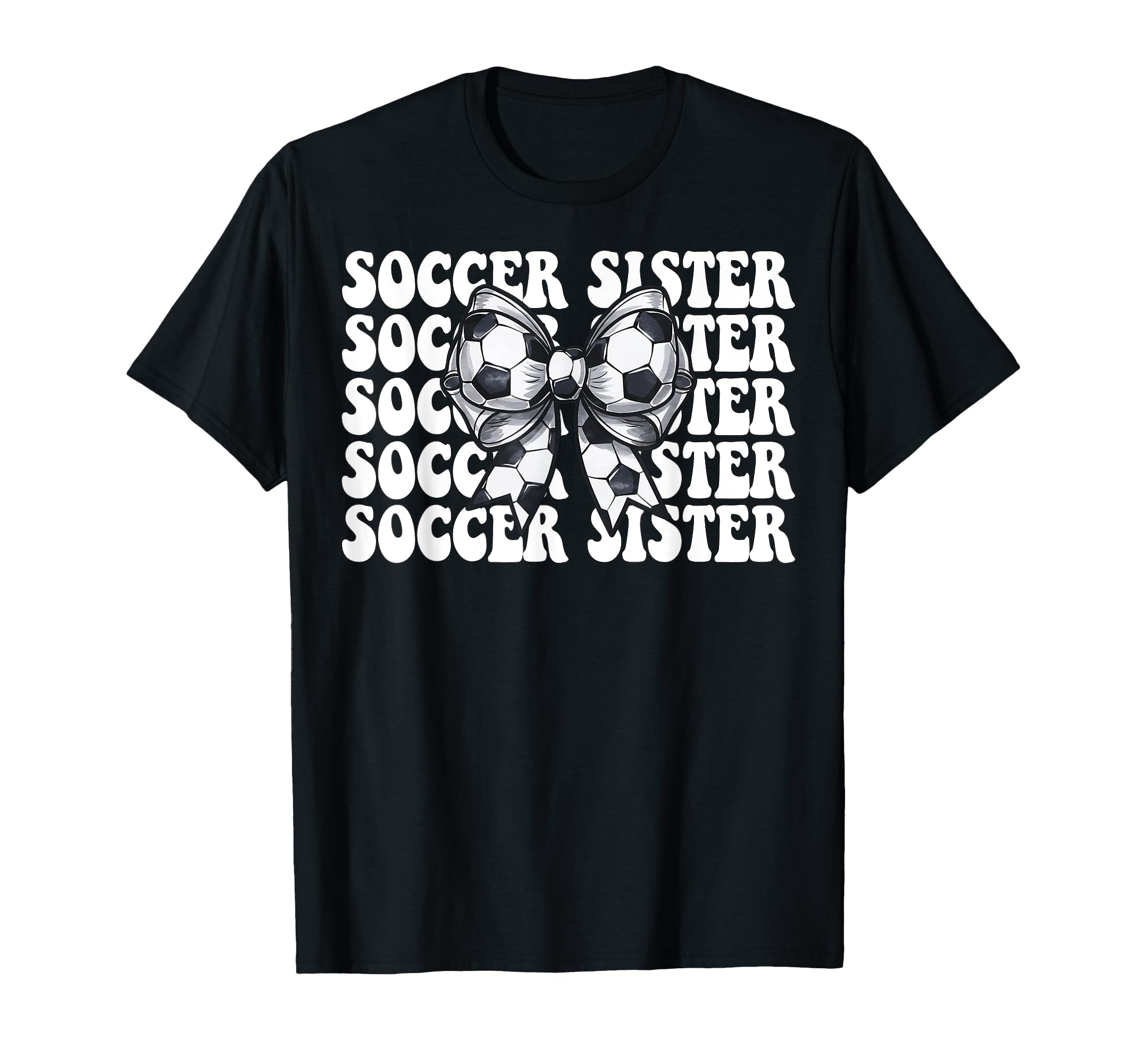 Soccer Sister Soccer Coquette Bow T-Shirt - Minimalist Print Unisex