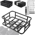 Bike Basket Rear with Liner,Waterproof Cover,Cargo Net Large Rear Bike Basket,Heavy Duty Bicycle Rear Basket for Electric Bike, Ebike,Great for Bike Trip,Carrying Grocery,Ball,Dog