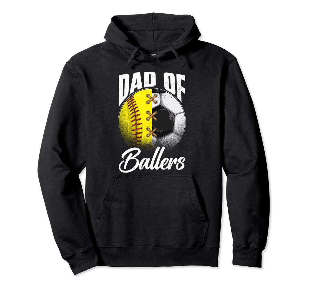 Dad Ballers Soccer Softball Lover Fan Hoodie - Graphic Print Men Women