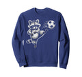Funny Soccer Ball Raccoon Kick Win Sweatshirt - Novelty Apparel for Adults