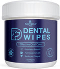 NOVEHA Pets Dental Finger Wipes for Dogs & Cats | Freshens Breath, Reduces Plaque | Healthier Gums | Clean Teeth No Toothbrush | Vet Recommended Effective Natural Oral Care (50 pcs, Flavor-Free)