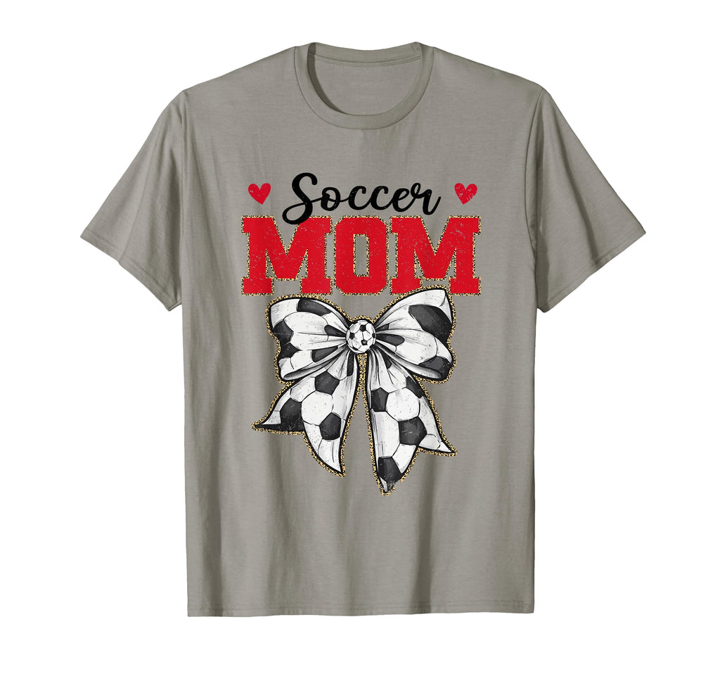 Soccer Mom Bow Leopard Soccer T-Shirt - Casual Everyday Wear Men Women