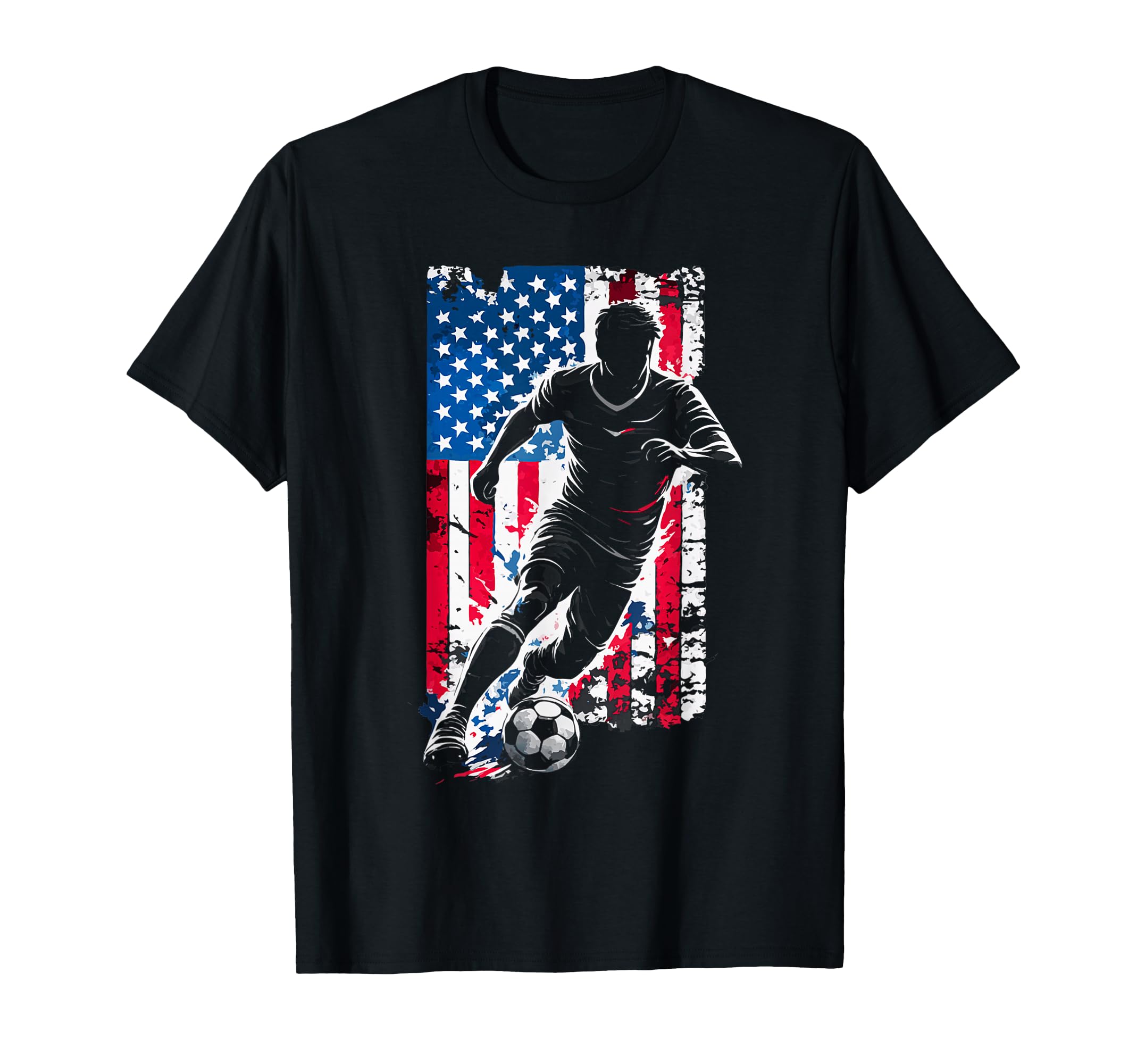 American Flag Soccer Player Patriotic T-Shirt - Unique Graphic for Adults