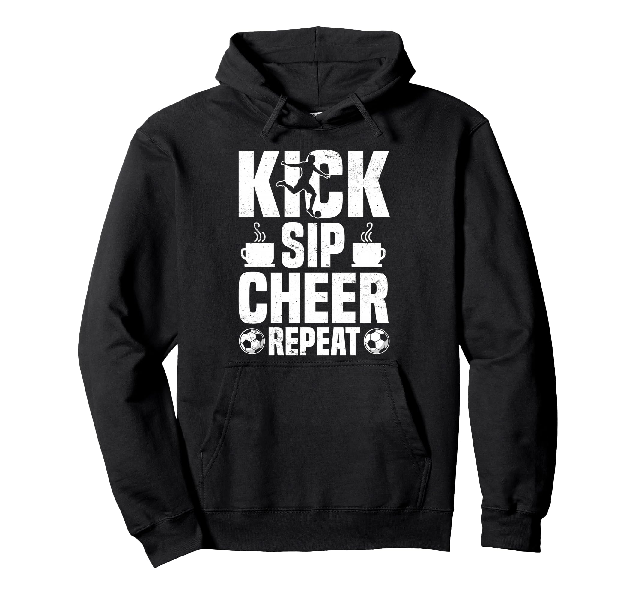 Kick Sip Cheer Repeat Soccer Coffee Hoodie - Aesthetic Graphic Men Women