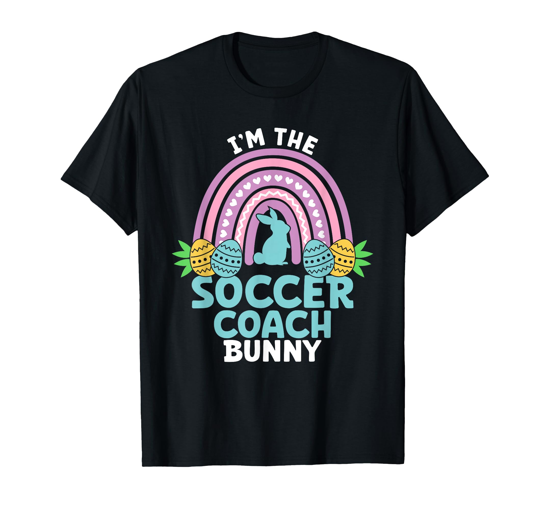 Happy Easter Day Im Soccer Coach Bunny T-Shirt - Graphic Print Unisex