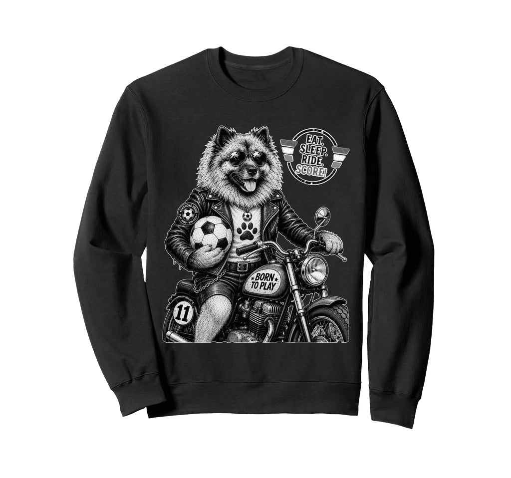 Keeshond Motorbike Love Footbal Sweatshirt - Minimalist Print Unisex