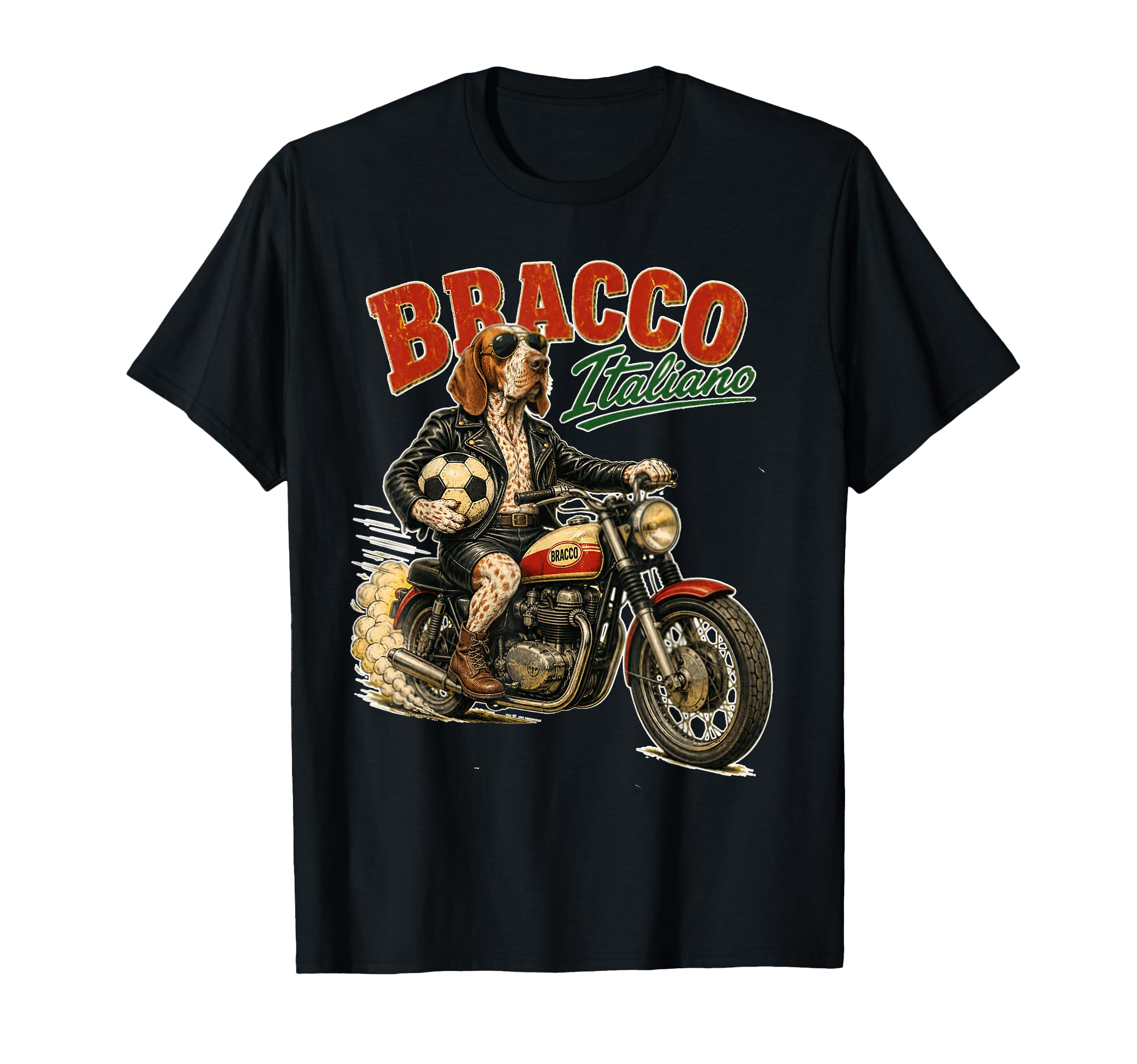 Bracco Italiano Motorbike Footbal Soccer T-Shirt - Custom Art Print Unisex