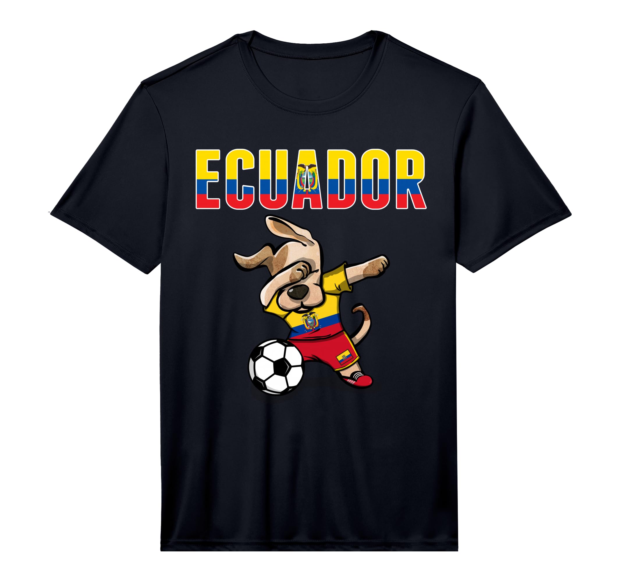Dabbing Dog Ecuador Soccer Fans Jersey T-Shirt - Trendy Graphic Unisex