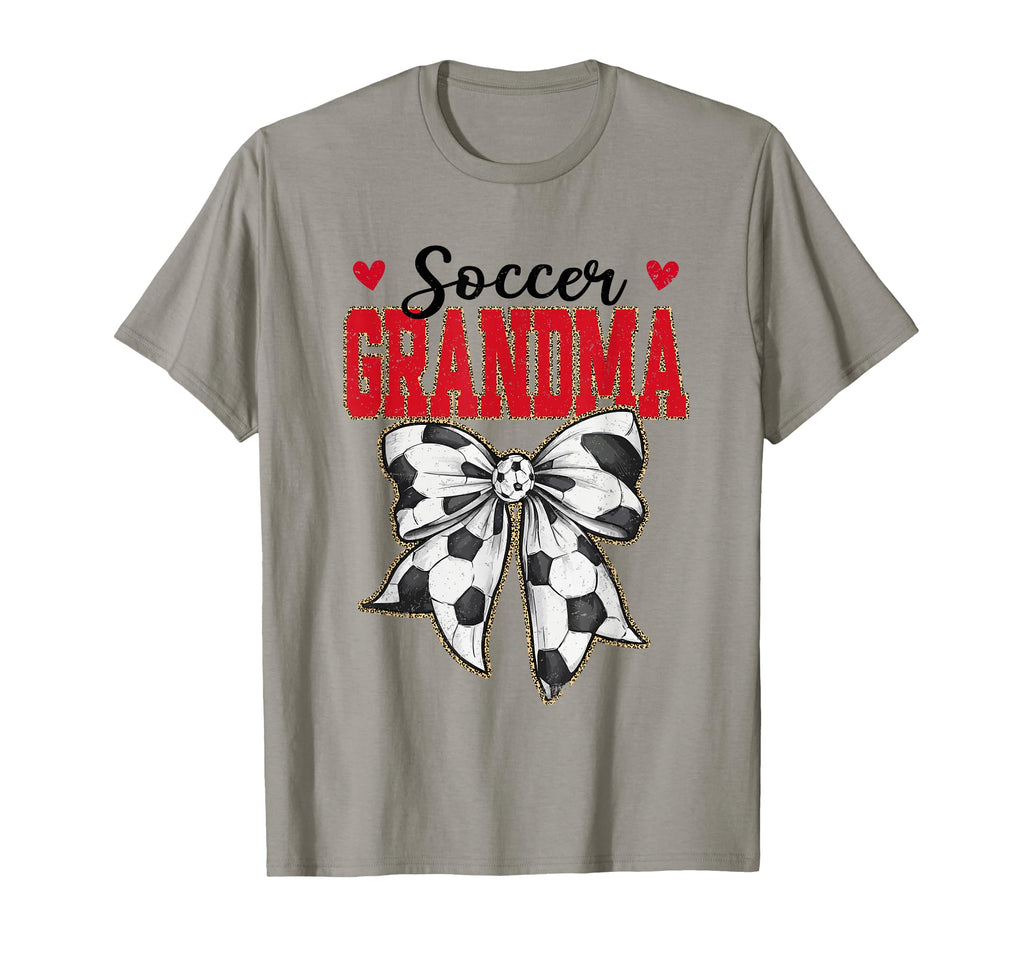 Soccer Grandma Bow Leopard Soccer T-Shirt - Minimalist Print Men Women