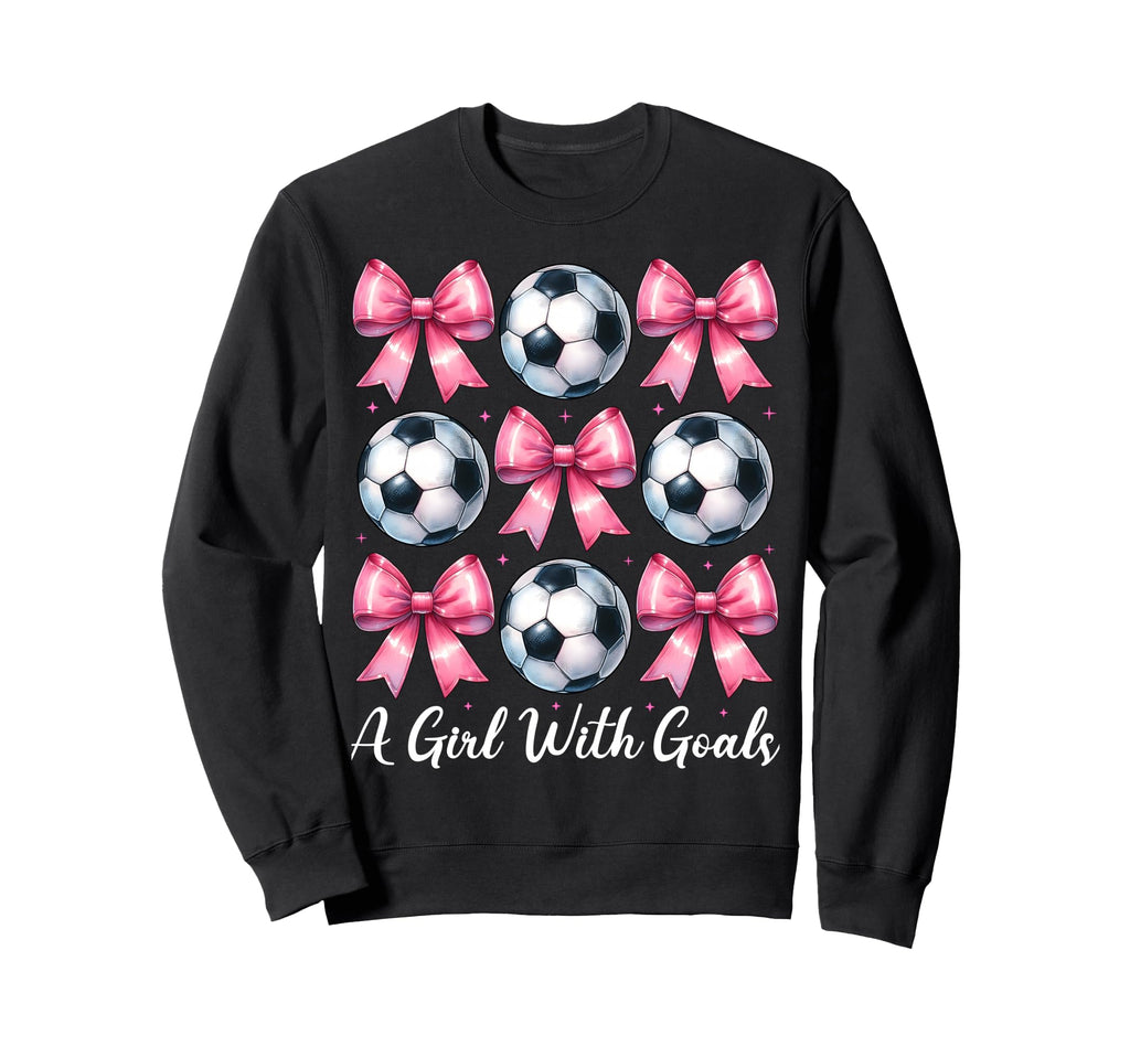 Goals Soccer Coquette Bow Sweatshirt - Trendy Graphic for Adults