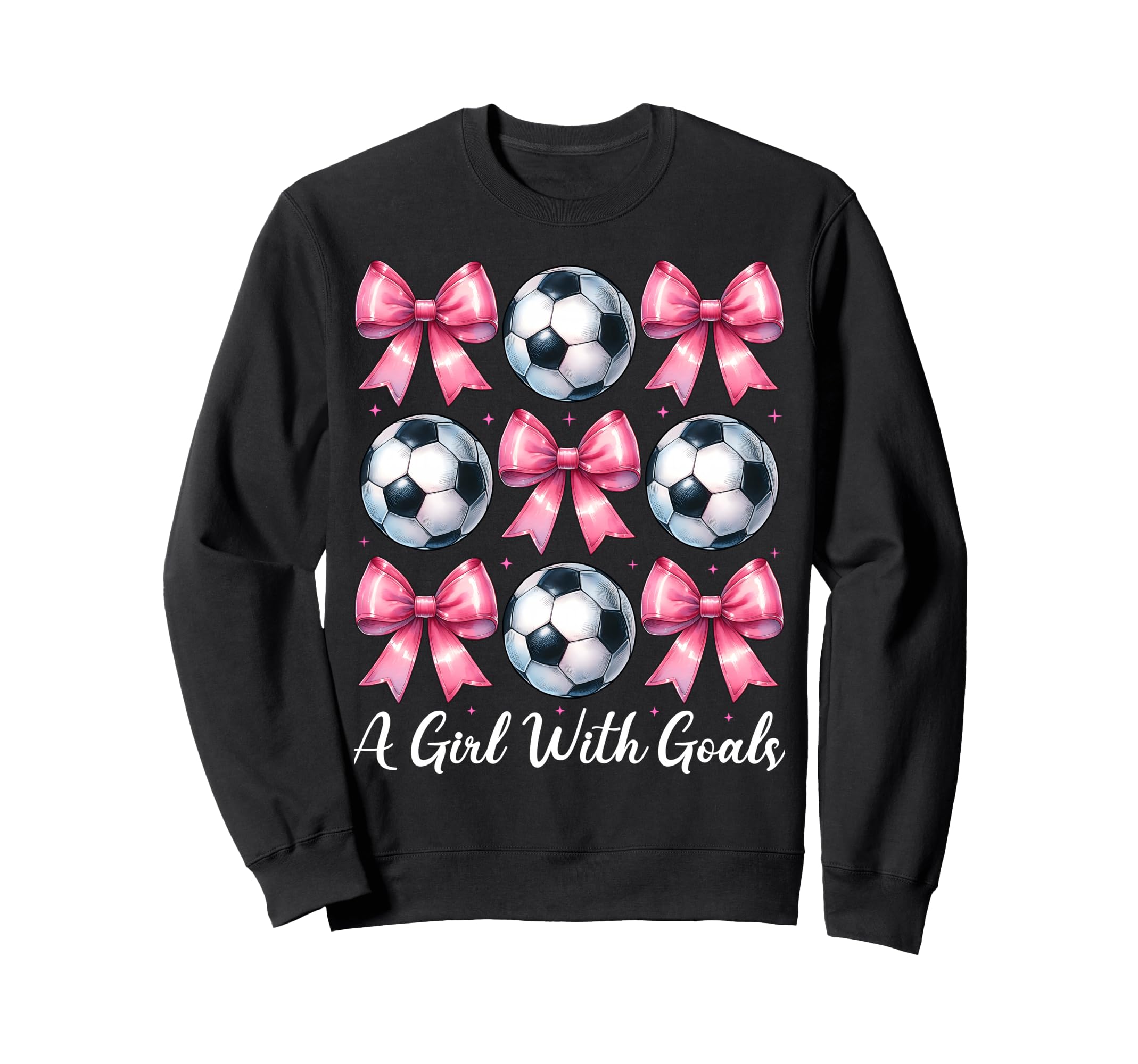 Goals Soccer Coquette Bow Sweatshirt - Trendy Graphic for Adults