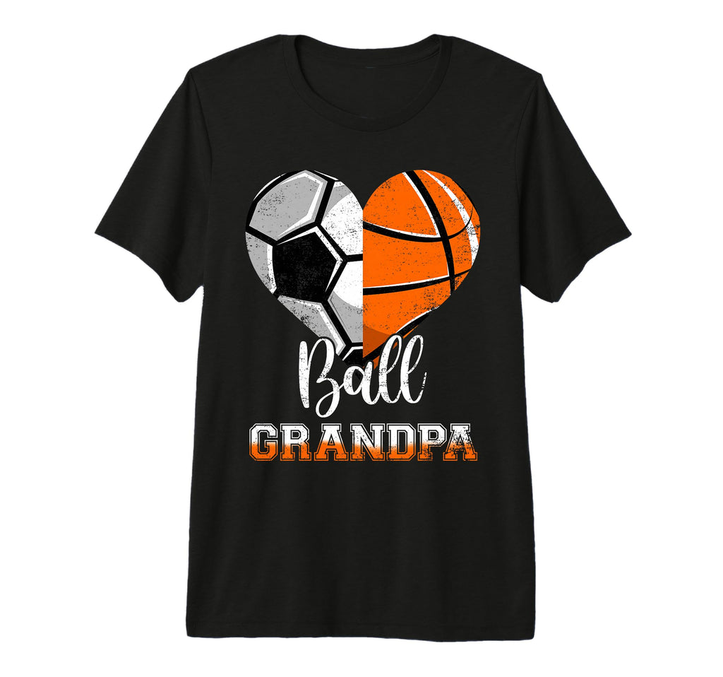 Ball Grandpa Heart Funny Soccer T-Shirt - Graphic Print Men Women