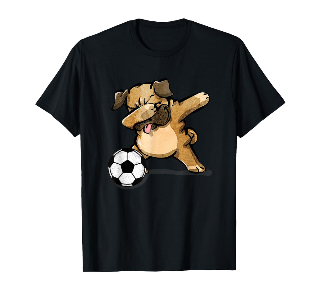 Dabbing Pug Funny Dog Soccer Football T-Shirt - Streetwear Style Unisex