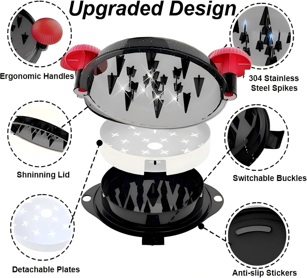 Chicken Shredder Meat Shredder Tool Twist Chicken Breast Shredder Large-Shredding Tools Chicken Breast, Pulled Pork, Beef with Stainless Steel Spikes (Red & Black)