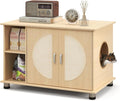 Tangkula Litter Box Enclosure, Hidden Cat Washroom with Storage Shelf, Sisal Scratching Doors, Adjustable Metal Feet, Modern Cat Litter Cabinet Storage Bench, Enclosed Litter Box Furniture (Natural)