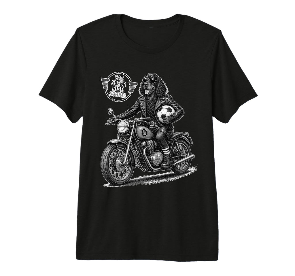 Gordon Setter Motorbike Love Footbal T-Shirt - Casual Everyday Wear Unisex